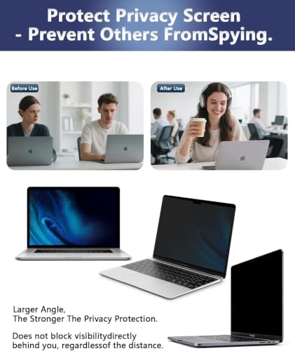 Image of Magnetic Laptop Privacy Screen for 15.6 Inch 16:9 Aspect Ratio | Screen Size is 13.60 in Wide and 7.65 in High, Removable, Anti Glare, Anti Blue light,Compatible With HP Dell Lenovo Thinkpad