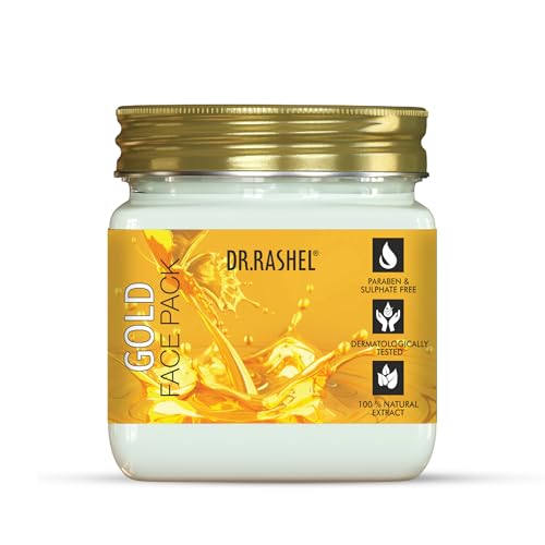 Image of DR.RASHEL Gold Face Pack for Glowing Skin, Oil Control, Acne, Pimples, Detan, Blemishes, Pigmentation & Brightening, Face Cleansing For Face & Body (380 Ml)