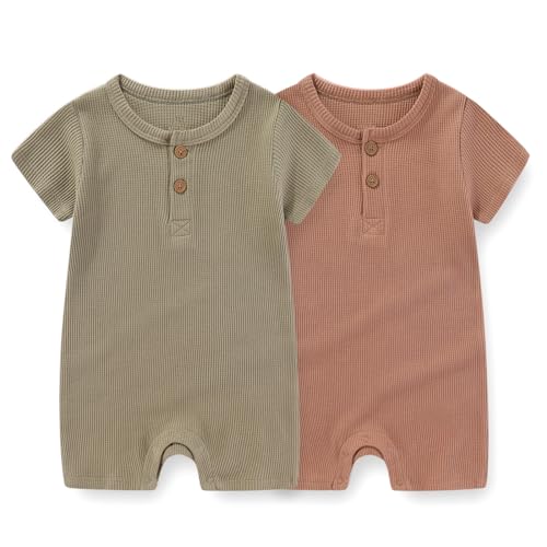 Unisex Short Sleeve Baby Romper 2 Pack Cotton Solid infant Boy Girl Jumpsuits Soft New Born Clothes