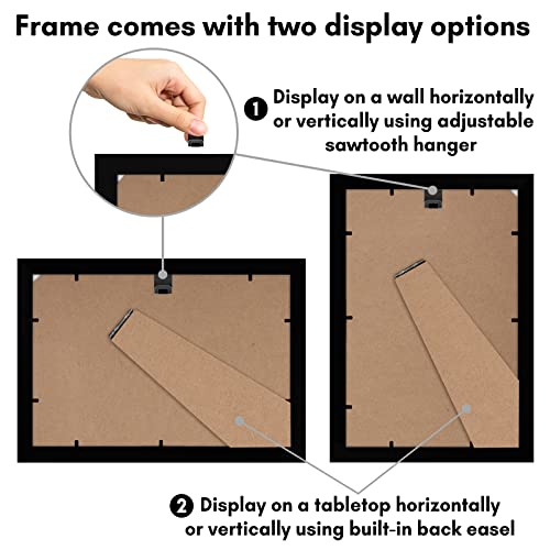 Image of Americanflat 8x12 Picture Frame with Shatter-Resistant Glass - Set of 2 - Signature Collection - Gallery-Style Frames Made of Engineered Wood - Picture Frames for Tabletop and Wall Display - Black