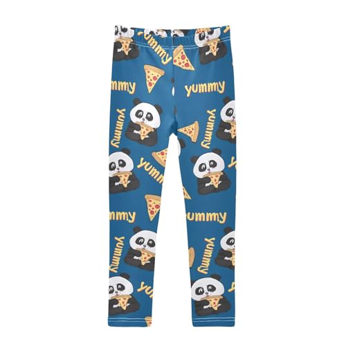 ALAZA Girls' Leggings Children's Yoga Pants Skinny Printed Dance Panda Eating Pizza Comfortable 4T