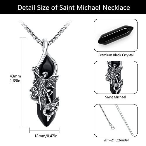 Brisskaari Saint Michael Necklace For Men Women 925 Sterling Silver Catholic Archangel St Michael Pendant Saint Patron Amulet Necklace Religious Jewelry Gifts #TOP5