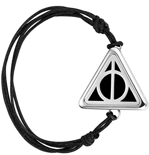 mEssentialsmEssentials Wild Potter Hallows Oil Diffuser Bracelet, Stainless Steel Aromatherapy Locket, Adjustable Nylon Band with 12 Color Pads, Jewelry Gift Set