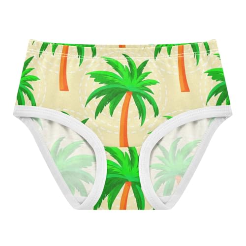 Palm Trees Green Leaves Beige Girls Underwear Toddlers 2t Cotton Little Girl Panties Print Undies Kids Briefs