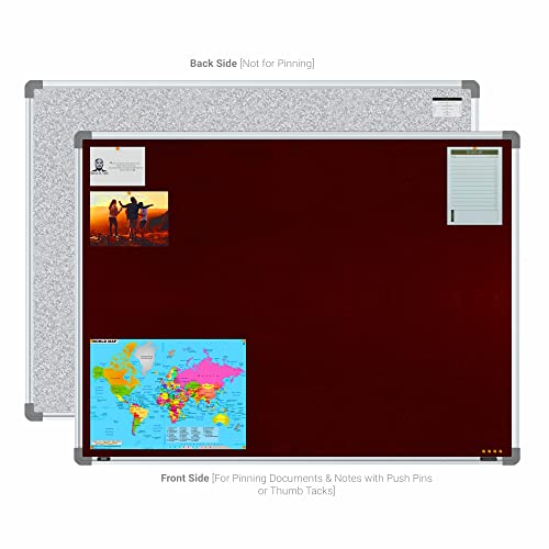Image of Scholar Art Metis 3x4 Feet Fabric Pin-up Board for Study Table & Kids Room | High Strength Velvet Cloth + High Density Soft Board for Pinning Photos, Sticky Notes & Reminders (Maroon)