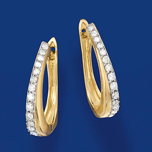 Ross-Simons 0.50 ct. t.w. Diamond Hoop Earrings in 18kt Gold Over Sterling3