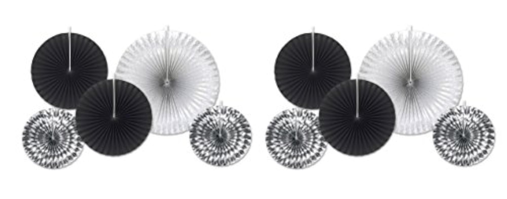 10 Piece Assorted Paper & Foil Decorative Fans Set