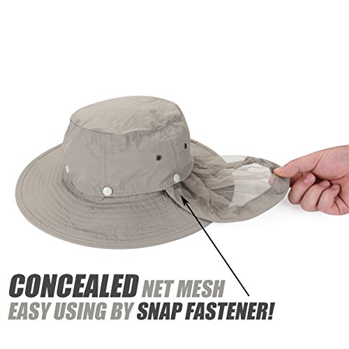 Image of USHAKE Head Net Hat, Safari Hat Sun Hat Bucket Hat with Hidden Net Mesh