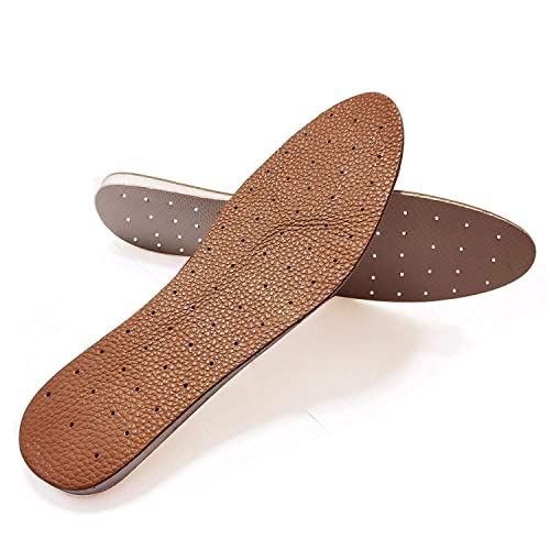 Image of Leather Insole Invisible Increase Insoles 1cm 1.5cm 2cm Height for Casual Sneaker Sport Shoes Men Women (Brown, 9# /10.8''-1cm Height)