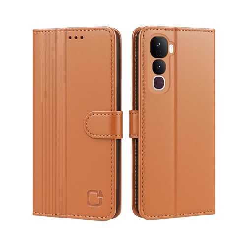 Image of AIBEX Shock Proof Flip Compatible for Vivo Y400 5G Flip Cover Leather Finish | Inside TPU with Card Pockets | Wallet Stand | Complete Protection Flip Case - Brown