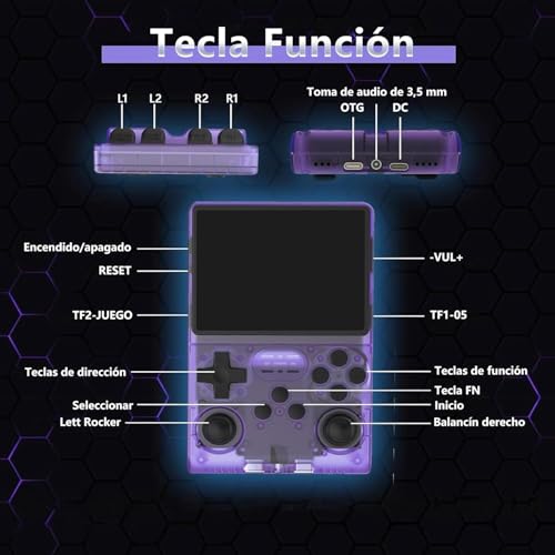 Image of R40S Retro Portable Video Game Console 256GB + 30000, Classic Retro Games Portable Video Game Console, Ergonomic Design, Mini Retro Game Console (Purple)