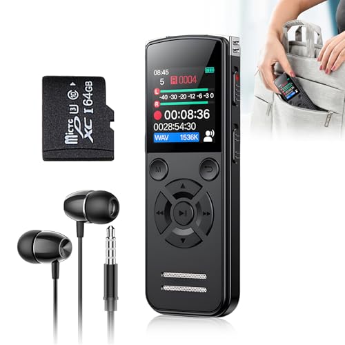 Registratore vocale da 64 GB, mini registratore vocale portatile con