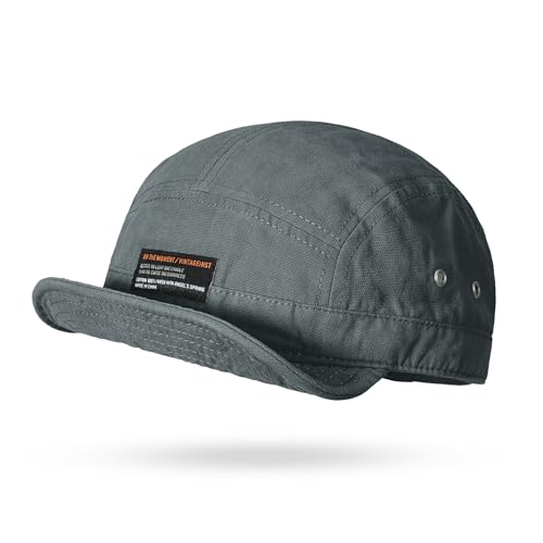 Croogo Short Bill Baseball Cap Cooling Short Brim Cadet Cap Camping Hats Casual Flat Brimmed Cap Five Panel Caps Gray-DY09