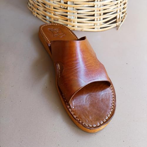 Men's Handmade Brown Leather Sandals, Moroccan Comfort & Style for Men4