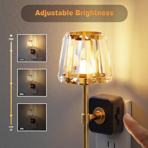 Image of JandCase Night Lights Plug into Wall, 2 Pack Vintage Nightlights | Dusk to Dawn Sensor, 0-100LM Dimmable, Crystal Lamp for Living Room Bedroom Hallway