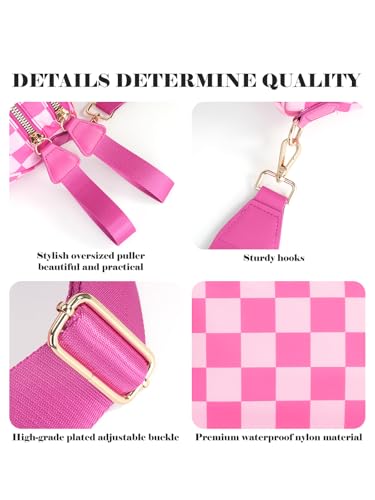 Image of Black and White Checkered Crossbody Bag Bum Bag for Women,Spacious Checkered Purse Fanny Packs Belt Bag