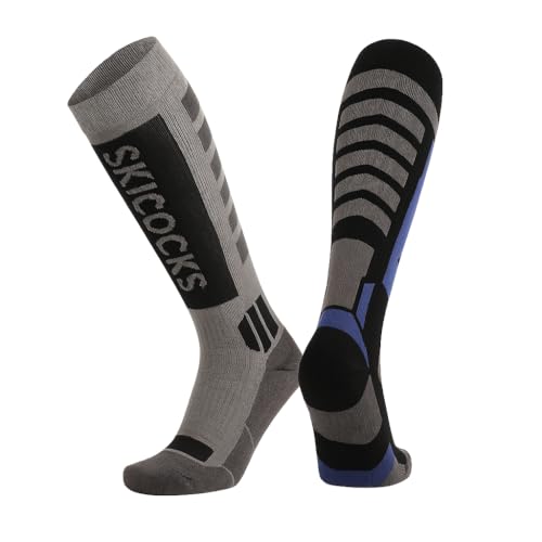 Pack de 2 Calcetines de Esquí de Lana Merino Outdoor Altura Rodilla, Acolchados, Transpirables, Termorreguladores, Hombre & Mujer (FR/ES, Números, 39, Regular, Regular, Multicolor, Pack de 2)