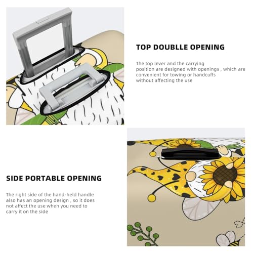 Gnomes Bees And Sunflowers Print Luggage Covers For Suitcase,Elastic Washable & Stretchable Suitcase Covers For Luggage, Anti-Scratch - Fits 18-32 Inch Luggage-No Luggage Included3