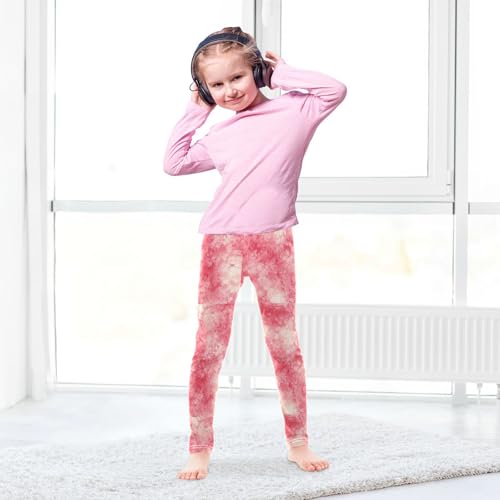 Boccsty Red Tie Dye Pink Highlights Girls Leggings Kids Yoga Pants Dance Active Tights 4T4