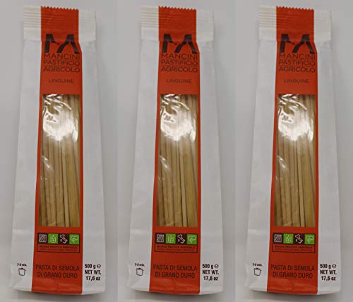 Spaghetti - Locally grown Grain - (3 PACK) Good agricultural practices non GMO - hearty grain slow dried from Italy- Mancini Pastificio - 500 gr