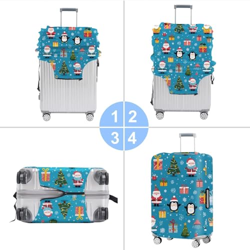 Image of Christmas & Cute Animal Luggage Cover - Stretchable Waterproof Suitcase Protector, Holiday & Travel Luggage Sleeve, Multiple Patterns,XL