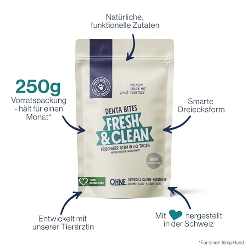 Pets Deli Fresh & Clean Denta Bites Snacks für Hunde mit Postbiotika und Minze für frischen Atem 250g