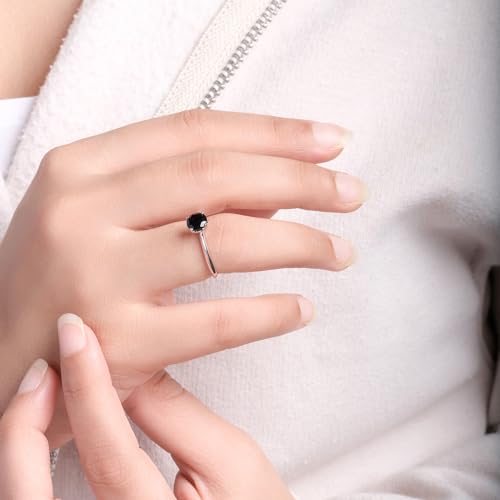 Cali Trove 925 Sterling Silver Rings For Women. Black Sapphire Gemstone ring for women. Heart Rings, Solitaire Rings, Cushion Rings.Gemstone Solitaire Engagement Rings for Women. Women's Fashion Rings2