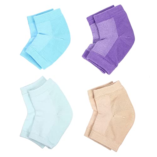 WOFASHPURET 4 Pairs Open Toe Moisturizing Heel Socks for Dry Cracked Heels Spa Gel Treatment Slip Design and Skin Tone Comfortable