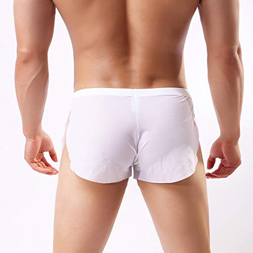 Swbreety Men's Ice Silk Boxer Briefs Shorts Split Side Trunks Underpants4