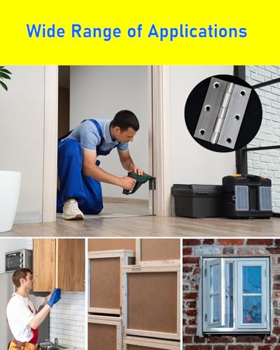 4 Stück Scharniere Klappbar 100 × 75mm, HOLMOL Scharniere Edelstahl Aussen, Faltbar Silber Edelstahl Scharnier mit 32 Stück Schrauben, Türscharnier für Holztüren, Fenster