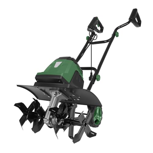18-Inch Electric Tiller Cultivator, LAZYLAND 15A 380RPM Corded Rototiller with 9-Inch Tillling...