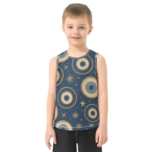 JUNZAN North African Evil Eye Navy Tank Top for Children Sleeveless Teens Vest Workout Shirts for Basketball Sports Beach 3T2