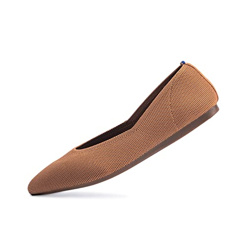 Frank Mully Frauen Spitze Zehe Ballett flach Strickkleid Schuhe Low Wedge Flache Schuhe Komfort Slip On Flats Schuhe für Frau Klassische Schuhe, Fawn, 36.5 EU