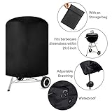 Ankier Barbecue Cover,Round BBQ Grill Cover Waterproof 210D Oxford Fabric BBQ Cover with Drawstring Cord Large 30 Inch (75 x 70cm - Black) - Image 3