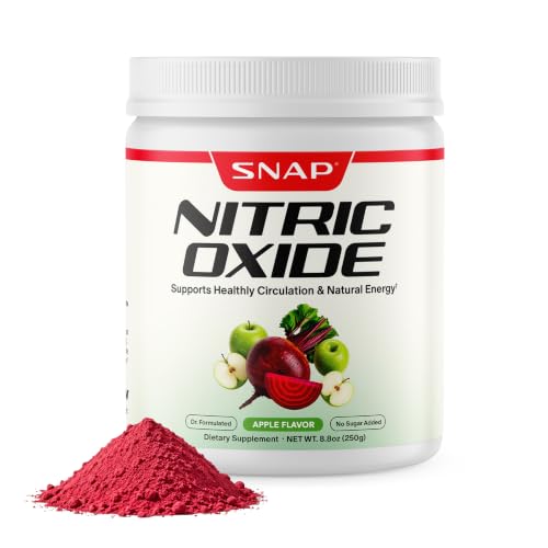 Image of Snap Supplements Organic Beet Root Powder Nitric Oxide Supplements for Men & Women with Pomegranate & Red Spinach, Supports Healthy Blood Flow & Caffeine-Free Energy, Apple, 30 Servings