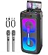 Karaoke Maschine mit 2 mikrofonen,tragbarer Bluetooth Karaoke Anlage mit LED Lichtern,PA System,ideal für Home Partys und als Geschenk für Erwachsene und Kinder
