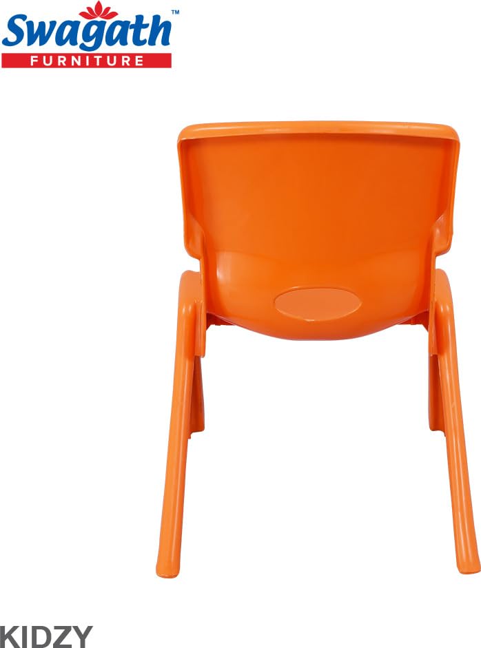 Swagath Furniture Comfortable Kids Plastic Chair with Armrest (Finish Color- Orange, Set of 2 Pcs, Pre-Assembled) 1