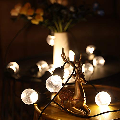 Preisvergleich Produktbild Wuudi Lichterkette Außen, G50 Lichterkette Glühbirnen 10 Birnen Warmweiß Wasserdicht Außen Innenbeleuchtung Deko Licht mit Stecker für Garten,Terrasse,Bäume,Hof, Party Deko(24V10er Transparente Kugel)