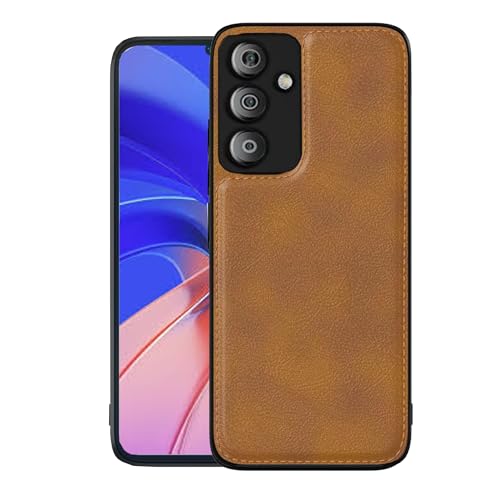 Image of Leather Case for Samsung Galaxy A14 Premium Protective Stylish Slim Cover with Shockproof Raised Edges Brown