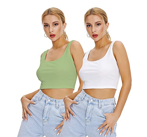 Image of Shasmi Women Crop Top, Ribbed, Stylish Tank Top, Soft and Comfy Fabric has Some Stretch