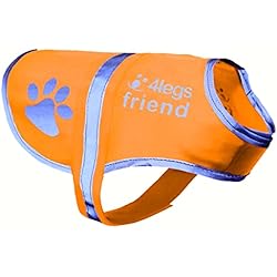 4LegsFriend-Chaleco Reflectante de Seguridad para Perro,5 tamaños,Alta Visibilidad para Actividades de día y Noche,Mantener a su Perro Visible, Naranja