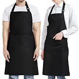NLUS Aprons for Men, Chef Apron for Men Kitchen Cooking Aprons for Women With Pockets, Black Aprons