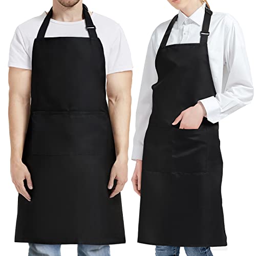Nlus Aprons For Men, Chef Apron For Men Kitchen Cooking Aprons For Women With Pockets, Black Aprons With Pockets Water & Oil Resistant - 2 Pack #TOP19