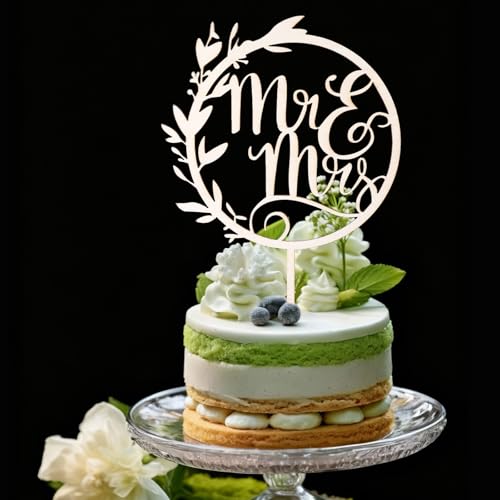 TIESOME Mr Mrs Deko Hochzeit aus Holz, Cake Topper Hochzeit Tortenaufsatz Rustikale Dekoration für...
