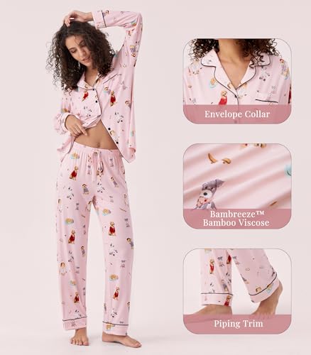 Image of WiWi Viscose from Bamboo Women's Pajamas Set Super Soft Button Down Top and Pants Sleepwear Cooling Pjs S-3X