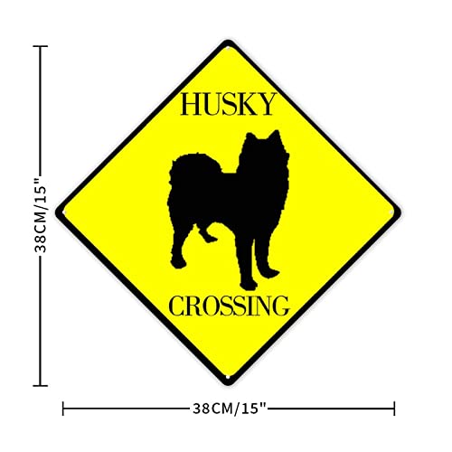 Panneau Husky Crossing en métal rouillé déco de jardin extérieur résistant aux intempéries
