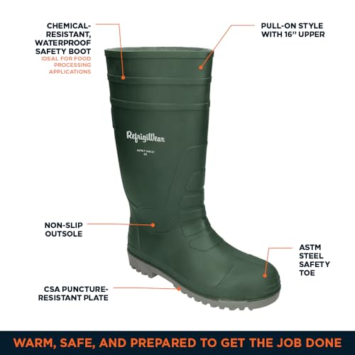 RefrigiWear Men's EnduraMax Steel Toe Non-Slip Puncture-Resistent Waterproof Safety Boot for for Agriculture and Industrial Working3