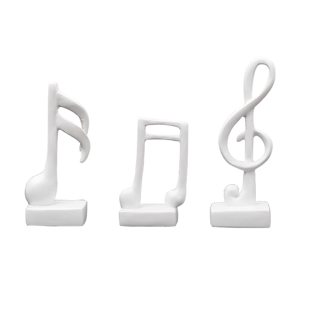 CTRLZS 3Pcs Music Note Decor Gifts Musical Figurine Modern Statue Sculpture Table Centerpiece Crafts Home Arts,White