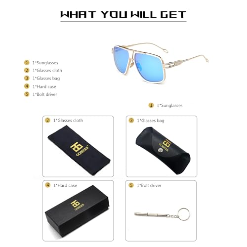 Image of Aviator Sunglasses for Men Retro Fashion Gold Oversized 70s shades