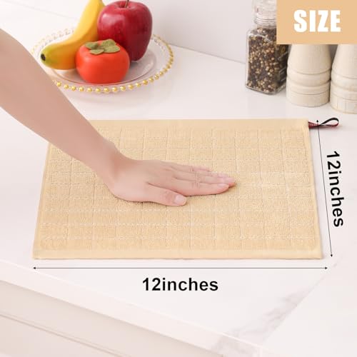 Image of Homaxy 100% Cotton Terry Kitchen Dish Cloths, 6 Pack, Apricot